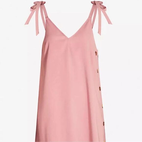 NWT Topshop Tilda Side Button Pink Mini Slip Dress Shoulder Ties Women's sz 6 - Picture 4 of 15